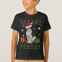 Funny Cat lovers Cute Cat Santa Hat Ugly Christmas