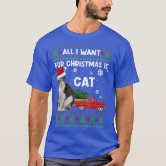 Funny Cat lovers Cute Cat Santa Hat Ugly Christmas T-Shirt