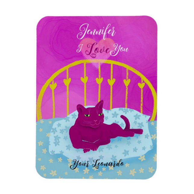 Funny Cat Loves You Personalized Valentine  Magnet (Vertical)