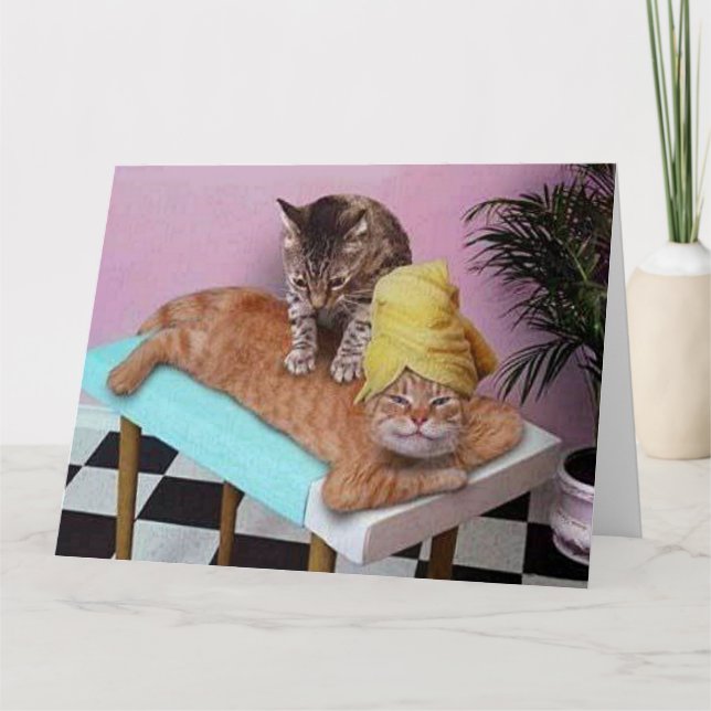 Funny Cat Massage Birthday Big Card (Front)