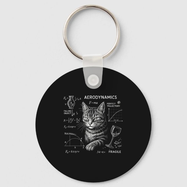 Funny Cat Math Physics Equations Science Humor  Keychain (Front)