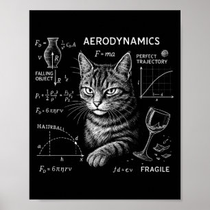 Funny Cat Math Physics Equations Science Humor Poster