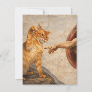 Funny Cat Meme Art Creation of Adam with Cat Sarca Card