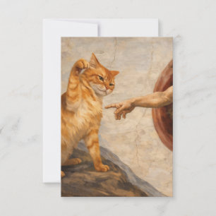 Funny Cat Meme Art Creation of Adam with Cat Sarca Thank You Card