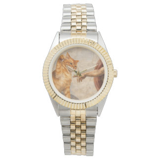 Funny Cat Meme Art Creation of Adam with Cat Sarca Watch