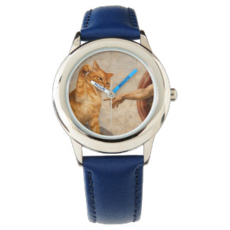 Funny Cat Meme Art Creation of Adam with Cat Sarca Watch