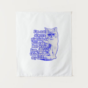 Funny cat meme for cat owners and kitty lovers tapestry