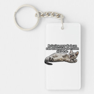 Funny cat meme for kitty persons and cat owners keychain