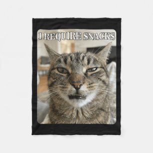 Funny Cat Meme Funny Require Snacks Design Men Fleece Blanket