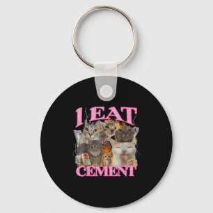 Funny Cat Meme I Eat Cement Japanese Quote Animal  Keychain