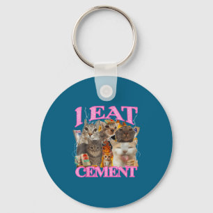 Funny Cat Meme I Eat Cement Japanese Quote Animal  Keychain