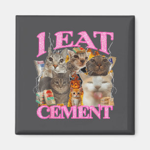 Funny Cat Meme I Eat Cement Japanese Quote Animal Magnet