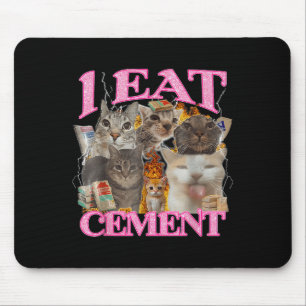 Funny Cat Meme I Eat Cement Japanese Quote Animal Mouse Pad