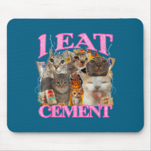 Funny Cat Meme I Eat Cement Japanese Quote Animal Mouse Pad