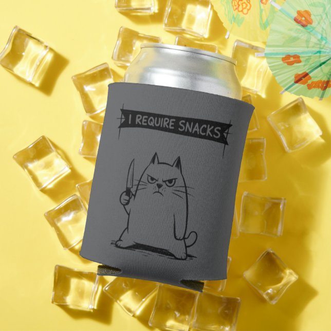 Funny Cat Meme I Require Snacks  Can Cooler (In Situ Summer)