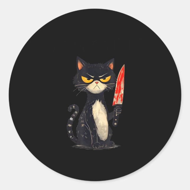 Funny Cat Meme I Require Snacks Design Men Women  Classic Round Sticker (Front)