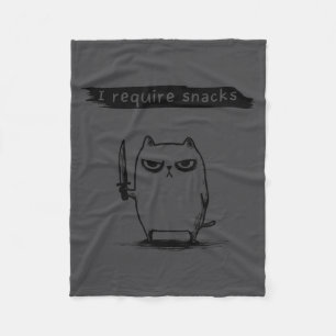 Funny Cat Meme I Require Snacks Design Men Women K Fleece Blanket