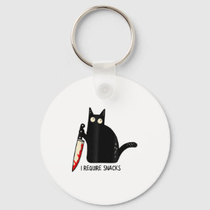Funny Cat Meme I Require Snacks Design Men Women K Keychain