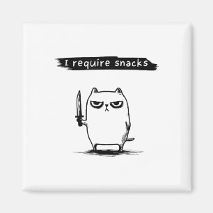Funny Cat Meme I Require Snacks Design Men Women K Magnet