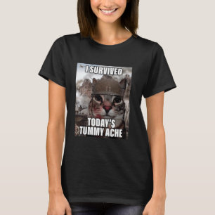 Funny Cat Meme I Survived Today's Tummy Ache T-Shirt