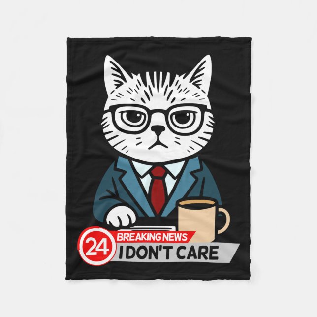 Funny Cat Meme Sarcastic Humor I Dont Care Cat  Fleece Blanket (Front)