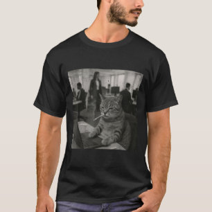 Funny Cat Meme Smoking Cigarette At Work Humour T-Shirt