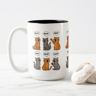 Funny Cat,Meowing Cat,Cute Tabby Cat,Cat Lover Two-Tone Coffee Mug