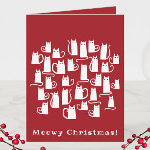 Funny Cat Meowy Carte de Noël