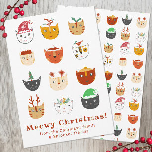 Funny Cat Meowy Carte de Noël