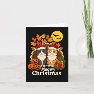 Funny Cat Meowy Christmas - Hallothanksmas Apparel Card