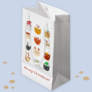 Funny Cat Meowy Christmas Holidays Small Gift Bag
