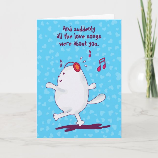 Funny Cat Message, Blue Valentine´s Card (Front)