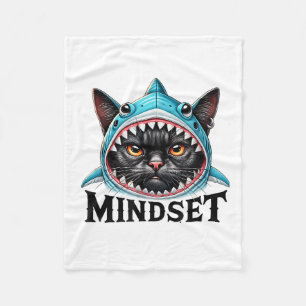 Funny Cat, Mindset Motivational Saying, Shark Fleece Blanket