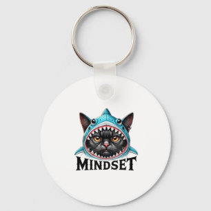 Funny Cat, Mindset Motivational Saying, Shark Keychain