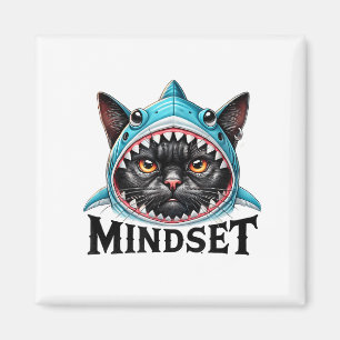 Funny Cat, Mindset Motivational Saying, Shark Magnet