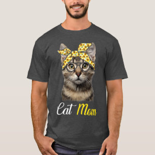 Funny Cat Mom Cat Lovers Cute Sunflower Bandana Mo T-Shirt