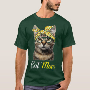 Funny Cat Mom Cat Lovers Cute Sunflower Bandana Mo T-Shirt