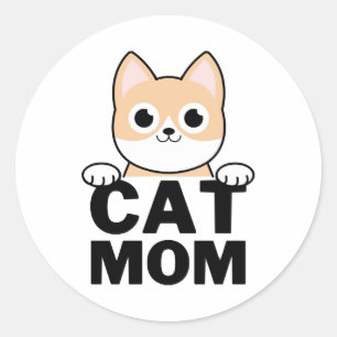 Funny Cat Mom Classic Round Sticker
