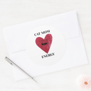 Funny Cat Mom Energy Classic Round Sticker