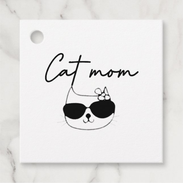 funny cat mom favour tags (Front)