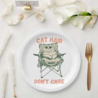 Funny Cat Mom Fur Lover Tee Paper Plate