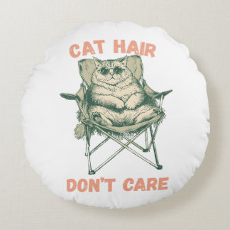 Funny Cat Mom Fur Lover Tee Round Pillow