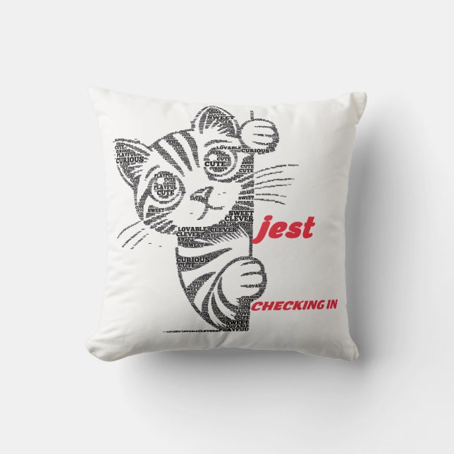 Funny Cat Mom Gift | Jest Typography Design | Play Throw Pillow (Front)