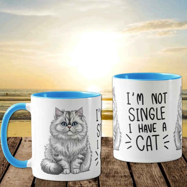 Funny Cat Mom Gift – Single Life & Dating Humour Mug (Creator Uploaded)