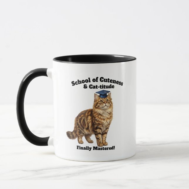 Funny Cat Mom Grad Mug - Personalized Coffee Gift (Left)