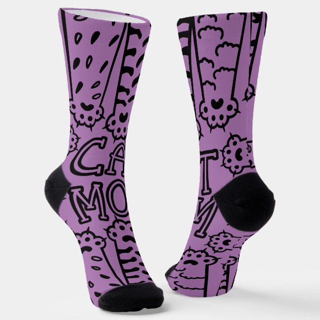 Funny Cat Mom Paws Socks (Angled)