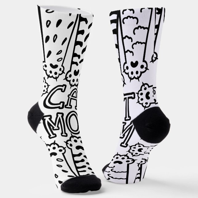 Funny Cat Mom Paws Socks (Angled)