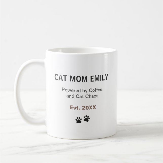 Funny Cat Mom Personalized Mug Custom Name Coffee  (Left)