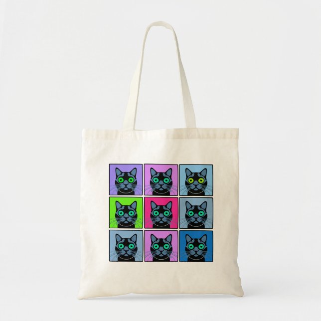 Funny Cat Mood Board Tote Bag (Front)