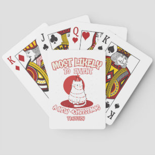 Funny Cat Most Likely To Invent a New Christmas Tr Playing Cards